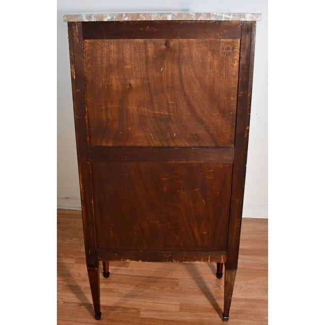 1880 Antique French Louis XVI Walnut Marble Top Ladies Lingerie Chest of Drawers For Sale - Image 11 of 13