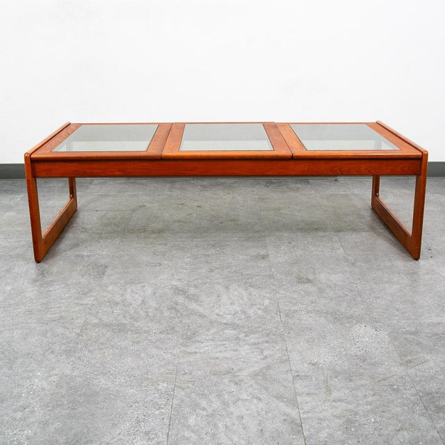 Mid-Century Modern Mid Century Danish Modern Coffee Table Solid Teak Smoked Glass Komfort MCM 70s For Sale - Image 3 of 12