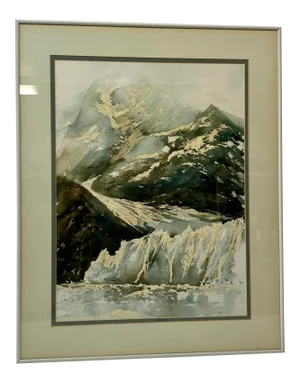 Harold Booth (American, 20th C.) "Glacier Bay Original Watercolor C.1970s