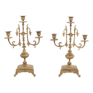 Candelsticks in Bronze with Decorative Details, 1890s, Set of 2 For Sale