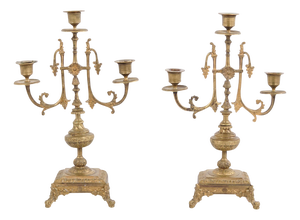 Candelsticks in Bronze with Decorative Details, 1890s, Set of 2