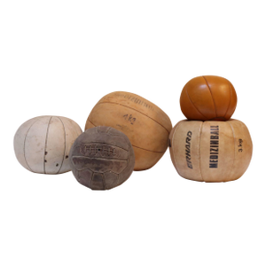 Collection of Five Vintage European Leather Medicine Balls
