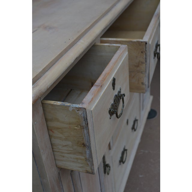 Vintage Washed Rustic Pine Sideboard Credenza / Dresser W/ Arched Top & Drawers For Sale - Image 4 of 17