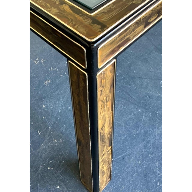 Vintage Acid Etched Brass and Glass Dining Table After Bernhard Rohne For Sale - Image 9 of 14