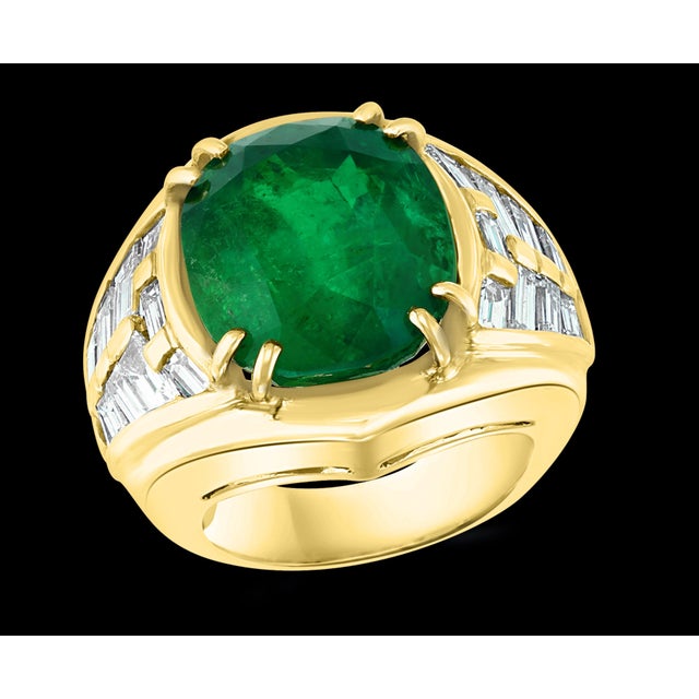 Metal Agl Certified Minor Traditional 15Ct Colombian Emerald & Diamond Ring 18k Unisex For Sale - Image 7 of 8