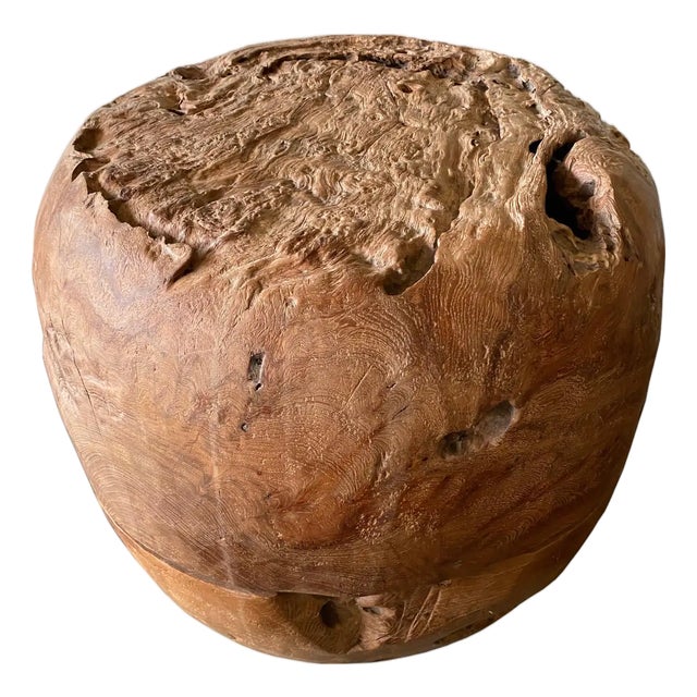 Hand-Crafted Teak Burl Side Table, Organic Design, Indonesia For Sale