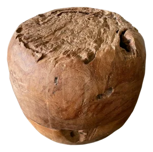 Hand-Crafted Teak Burl Side Table, Organic Design, Indonesia