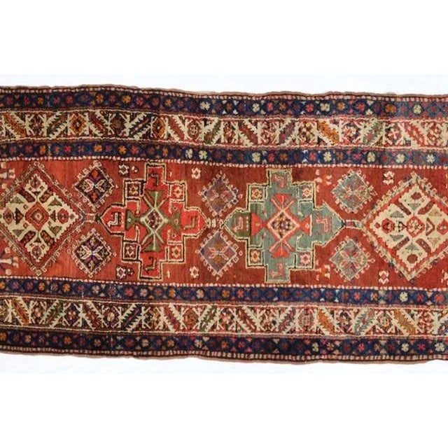 Wool on wool pile genuine hand made antique Persian Bakhshaish runner-