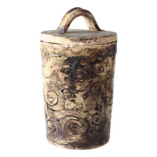 Vintage Handmade Studio Pottery Lidded Jar For Sale