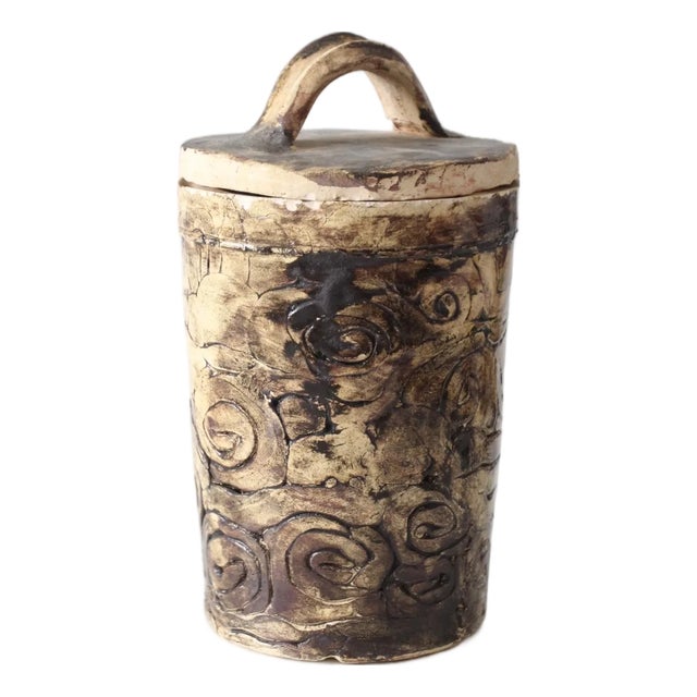 Vintage Handmade Studio Pottery Lidded Jar For Sale