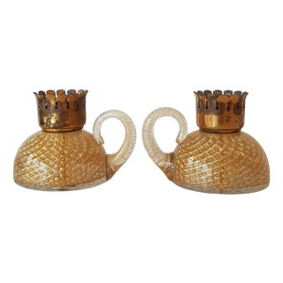 Candleholders / Lamp bases attributed to Archimede Seguso, Murano, Set of 2 For Sale