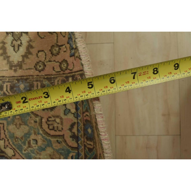Tabriz Rug 9’3” X 9’2” Pink Wool Vintage Distressed Hand-Knotted Carpet For Sale - Image 13 of 15