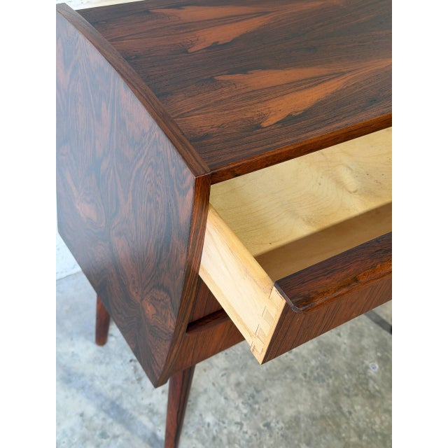 Small Rosewood 3-Drawer Dresser With Sculpted Handle Pulls Danish Mid-Century Modern 1960s For Sale - Image 10 of 11