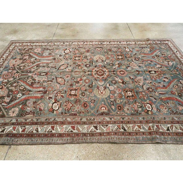 Beige Galerie Shabab Collection Early 20th Century Handmade Persian Bidjar Small Room Size Carpet For Sale - Image 8 of 10