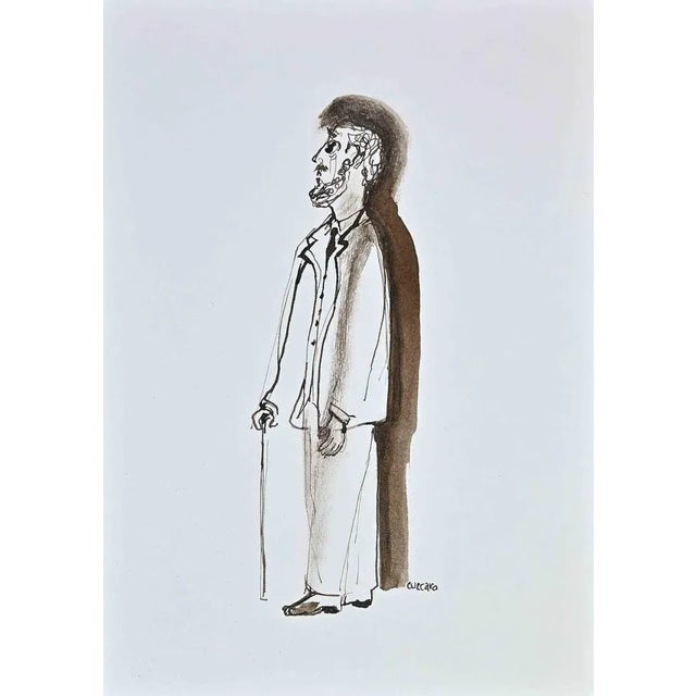 Roberto Cuccaro, Portrait of an Old Man, Original Drawing, 2000s For Sale - Image 3 of 3