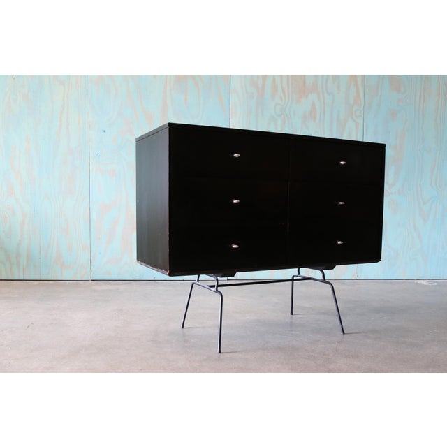 1950s Early Paul McCobb 1950s Black Birch Cabinet on Iron Base Mid Century Modern For Sale - Image 5 of 13