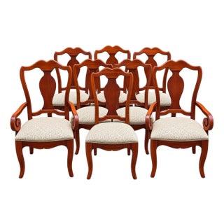 Vintage Thomasville Queen Anne Dining Chairs With Scroll Arms — Set of 8 For Sale