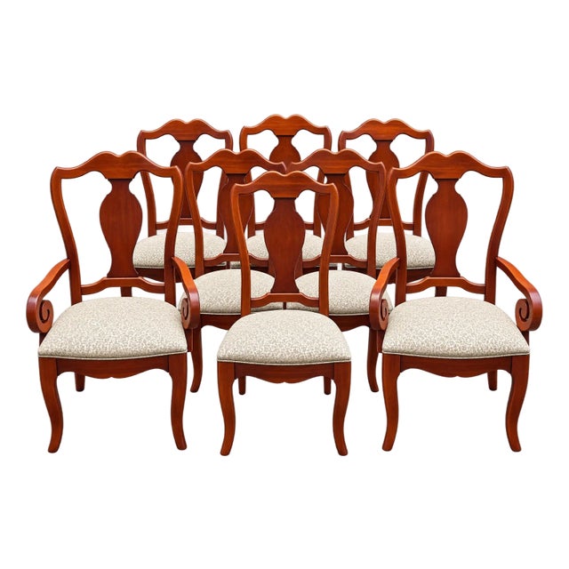 Vintage Thomasville Queen Anne Dining Chairs With Scroll Arms — Set of 8 For Sale