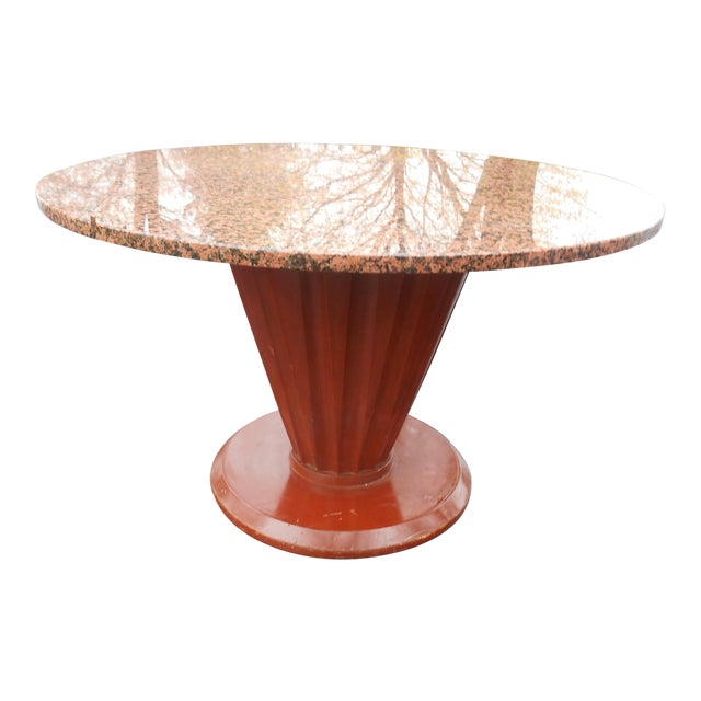 20th Century French Art Deco Round Marble Top Coffee Cocktail