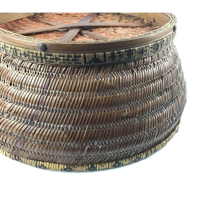 Coffee Antique Chinese Large Straw Basket For Sale - Image 8 of 12