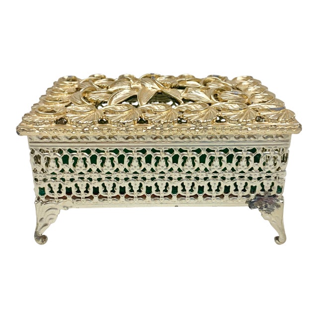 Vintage Filigree Jewelry Box For Sale
