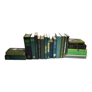 Vintage Curated Green Hardcover Decorative Books - Set of 22 For Sale