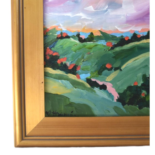 Colorful impressionist landscape painting on stretched artist canvas. Signed by the talented artist "Franccesca Garcia" in...