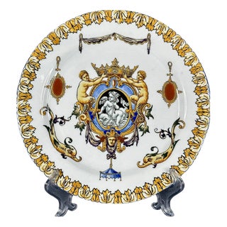 Antique French Hand-Painted Dish from Gien, 1875 For Sale