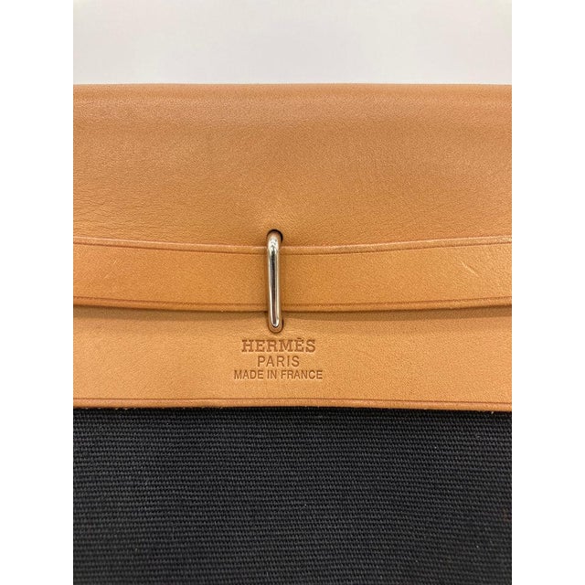 Textile Late 20th Century Hermes Herbag Tpm Mini Black and Beige Sangles Canvas For Sale - Image 7 of 10