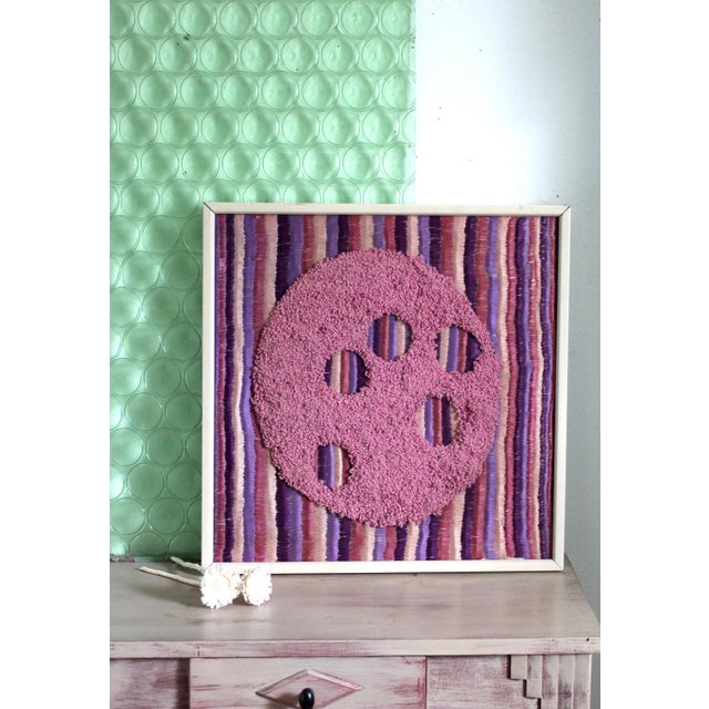 1970s Purple Fiber Textile Art, Framed For Sale - Image 4 of 11