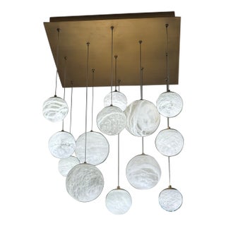 Modern Forms Alabaster and Brass Chandelier For Sale