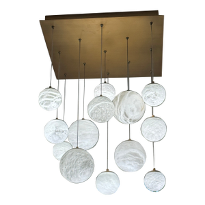 Modern Forms Alabaster and Brass Chandelier