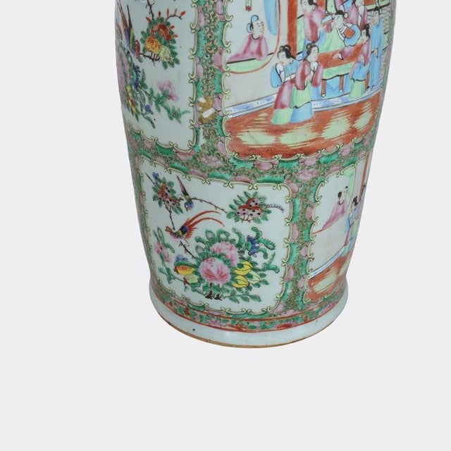 Large Antique Chinese Rose Medallion Porcelain Floor Vase C1920 For Sale - Image 9 of 9