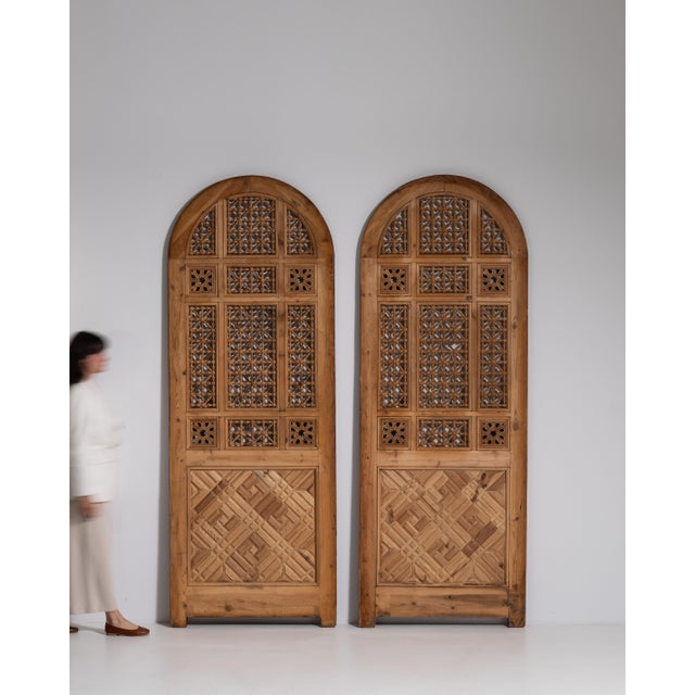 Early 20th Century Egypt Egyptian Revival Brown Wood Door For Sale - Image 4 of 12