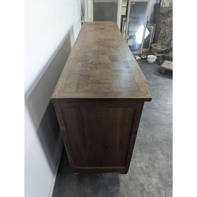 Art Deco Oak Sideboard with Checkerboard Marquetry, 1940s For Sale - Image 11 of 12