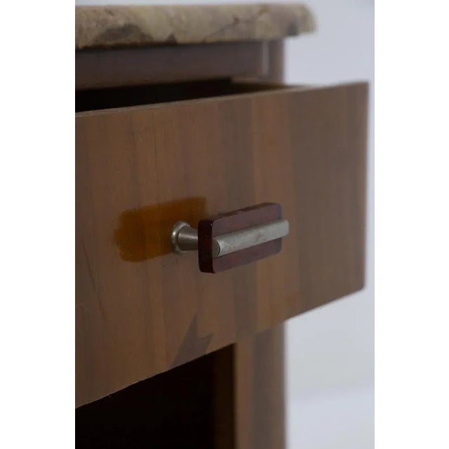 Italian Futurist Bedside Tables in Marble and Walnut, 1915, Set of 2 For Sale - Image 10 of 13