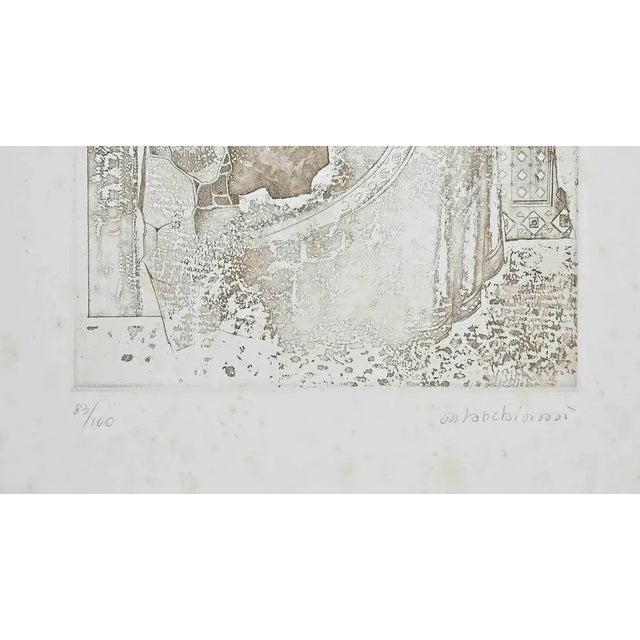 Untitled is an original Etching realized by Elvio Marchionni in 1990. Very good condition on a cream colored cardboard....