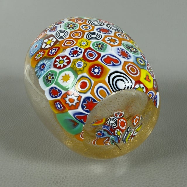 Glass Millefiori Murano Glass Bottle with Gold Leaf and Murrine from Gambaro & Poggi, 1970s For Sale - Image 7 of 12