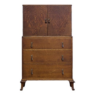 Art Deco Oak Linen Cabinet Chest, 1930s For Sale