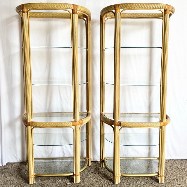 1980s Boho Chic Pencil Reed Etageres - A Pair For Sale - Image 5 of 11