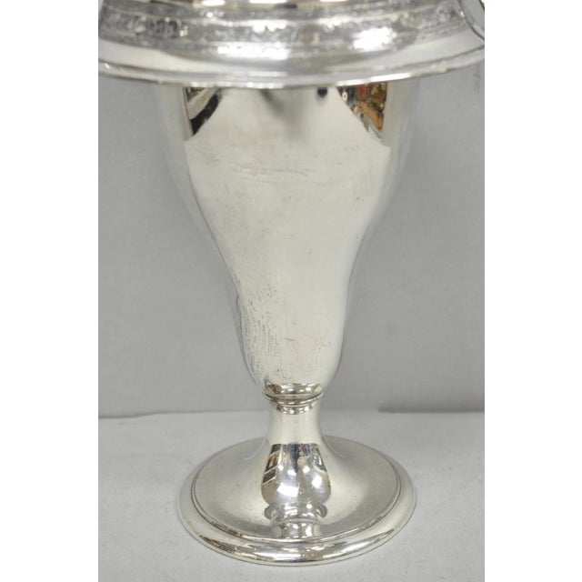 Metal Antique Pairpoint Victorian Silver Plated Fluted Brides Flower Basket Vase For Sale - Image 7 of 15