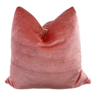 Coral Linen Velvet 22" Pillows-A Pair For Sale
