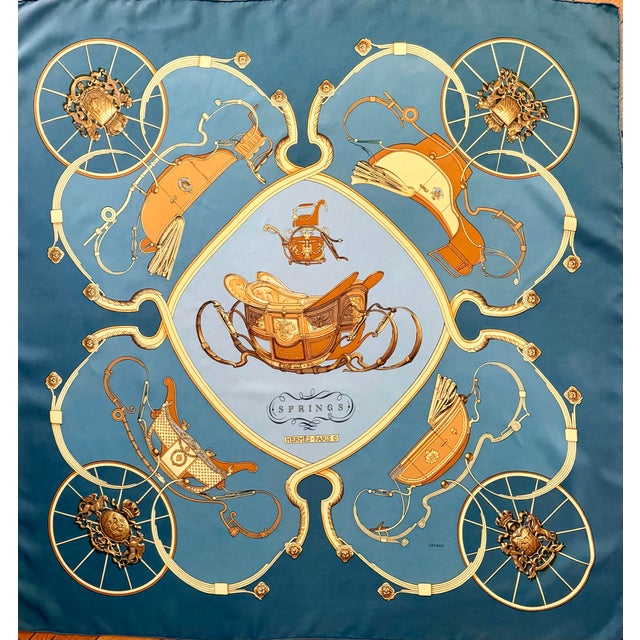 1980s Hermès Springs Silk Scarf 1988 Designed by Philippe Ledoux For Sale - Image 5 of 12