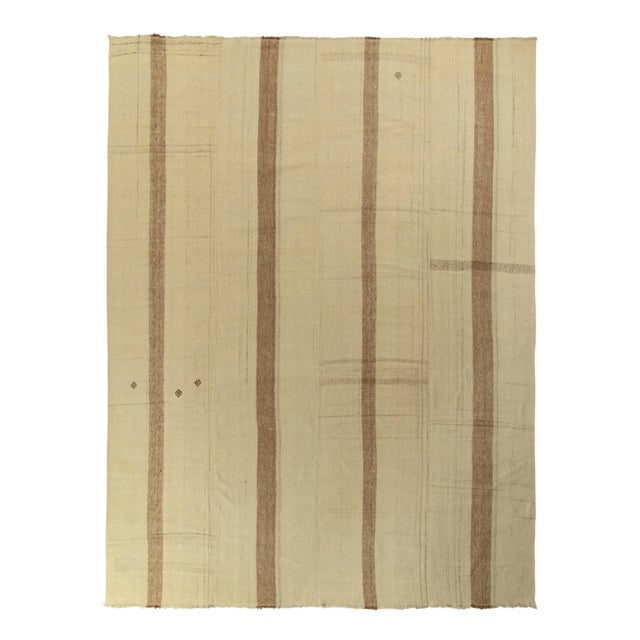 11x15 Vintage Kilim Rug in Beige, Brown Paneled Style, Striped Pattern For Sale In New York - Image 6 of 6