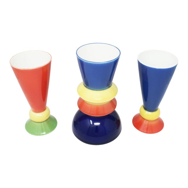 Set of Three Postmodern Vases by Heide Warlamis for Vienna Collection For Sale