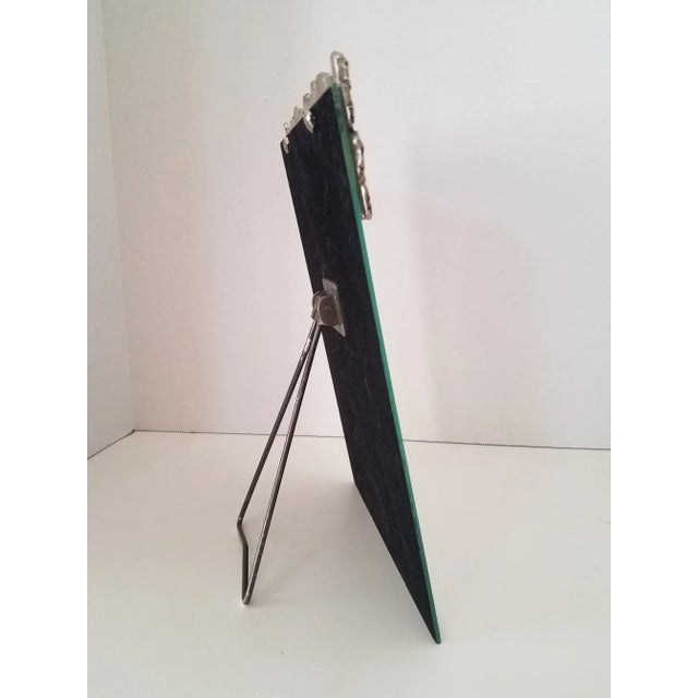 Vintage 1940s Silver Plate Beveled Standing Vanity Mirror For Sale - Image 4 of 4