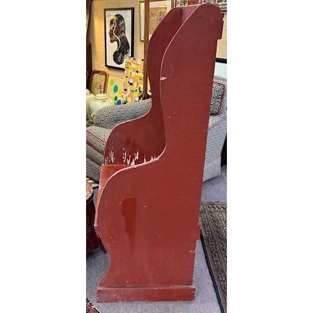 Early 20th Century American Primitive Folk Art Carved Wood Settle Bench For Sale - Image 5 of 8