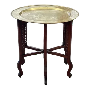 Accent Table With Brass Tray