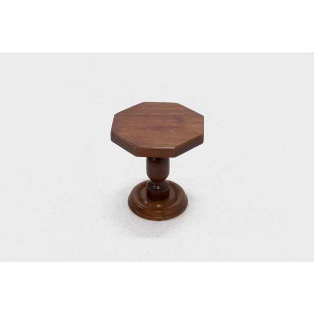 Mid-Century Modern Stained Oak Pedestal Side Table, 1960s For Sale - Image 3 of 7