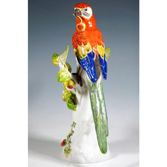 1980s Parrot on Trunk with Cherries by J.J. Kaendler for Meissen, 1989 For Sale - Image 5 of 7